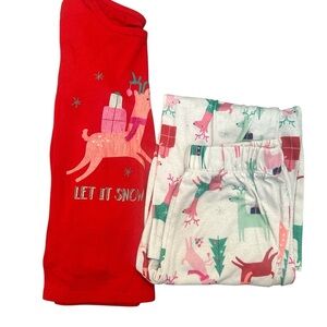 Kids 6 Reindeer Pajamas Set - Red and White